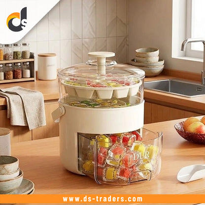 Rotating Ice Tray With Lid And Bin