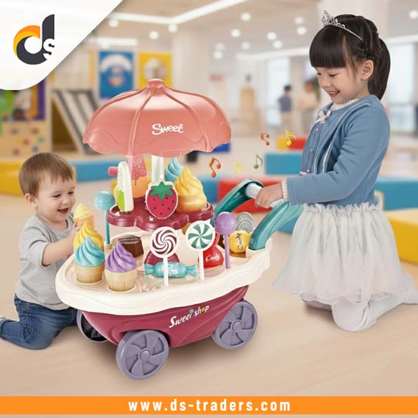 Kids Ice Cream Trolly Pretend Play Set