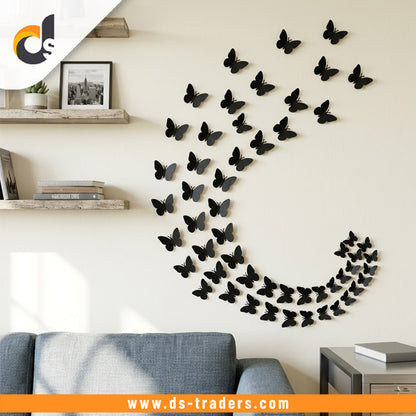 50PCs Wooden Butterfly Wall Sticker