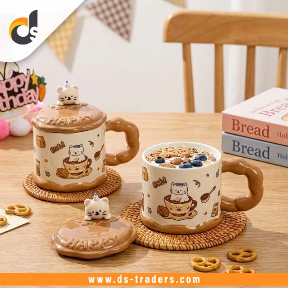 Cute Ceremic Coffee Mug with Lid