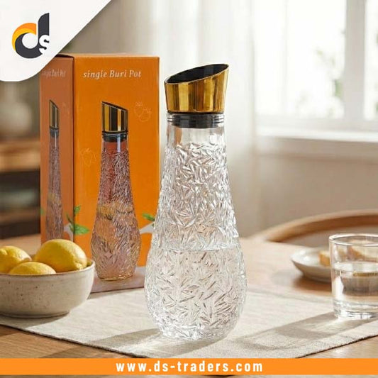 Luxury Transparent Glass Jug with Stainless Steel Lid