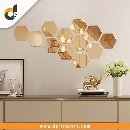 10PCs Hexagon Wall Mirror Sticker (4x4 inch)
