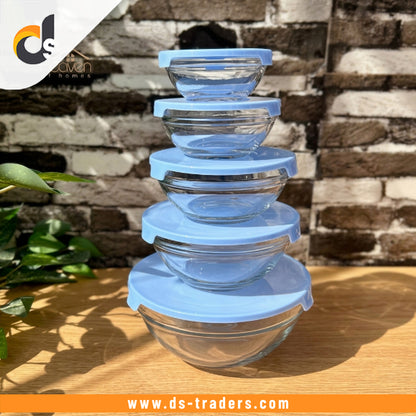 5PCs Glass Bowl Container With Lid