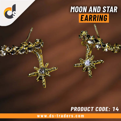 Moon And Star Stone Earrings
