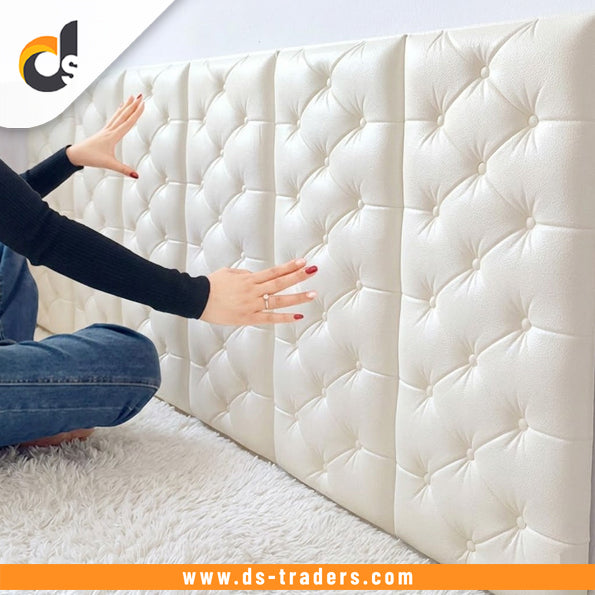 Self Adhesive 3D Fomic Wall Sticker - Off-White (28 x 14 Inch)