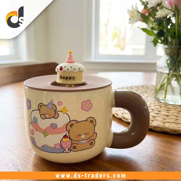 Cute Ceremic Coffee Mug with Silicon Lid