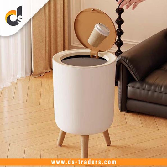 Multipurpose Round Push Type Trash Bin With Lid