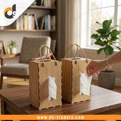 Wooden Carry Handle Tissue Box