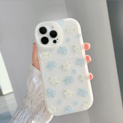 Glamorous White & Blue Flower - iPhone back cover only