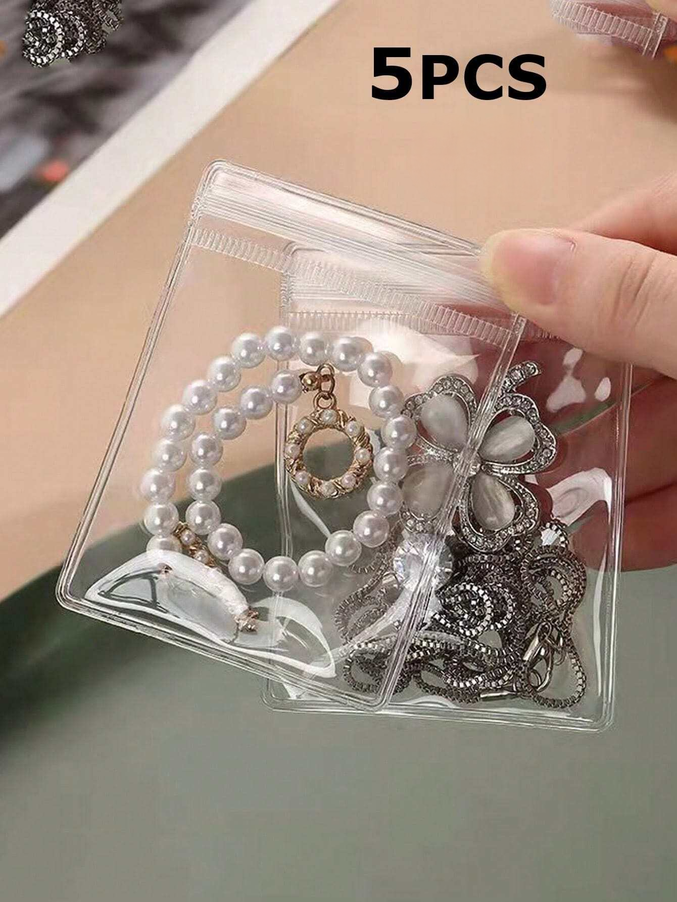 5 PCS PVC Self Sealing Jewelry Transparent Storage Pouches