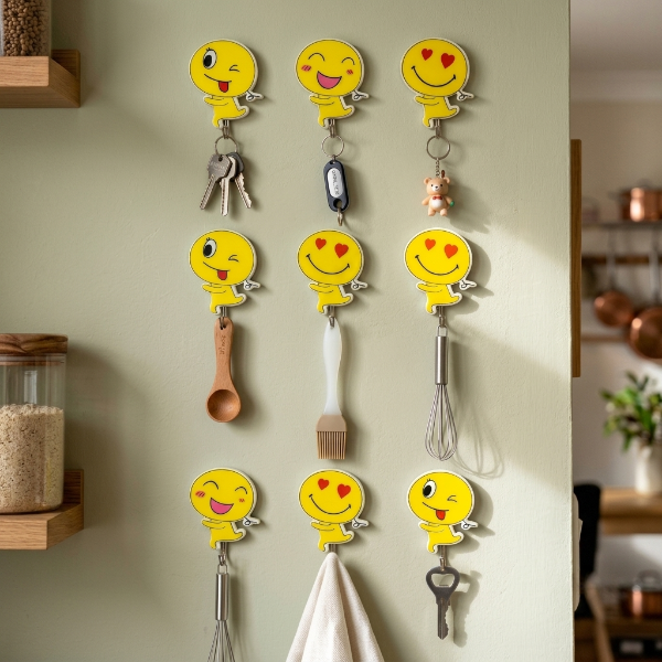 9PCs Emoji Self-Adhesive Wall Hook