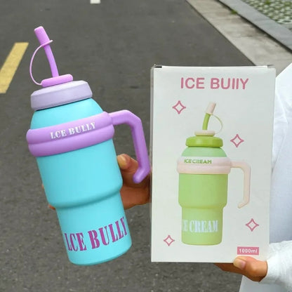 Stainless Steel Thermal Mug with Straw