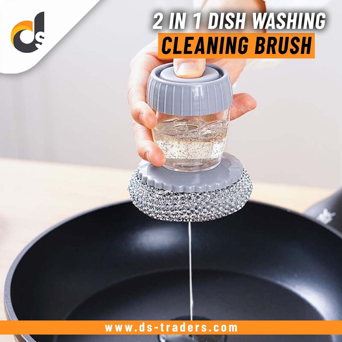 2 in 1 Dish Washing Soap Dispenser Cleaning Brush