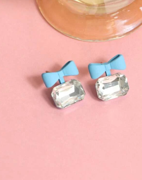 Glamorous Bow & Rhinestone Earrings