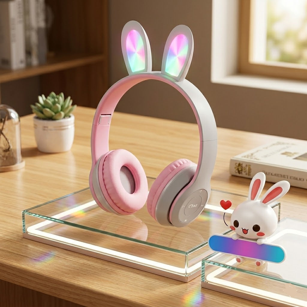Rechargeable Wireless Headset with LED Light