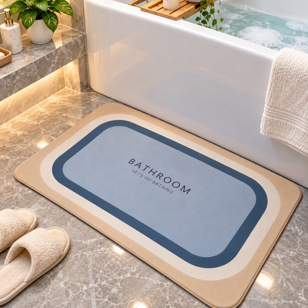 Blue & Grey Modern Bathroom Floor Mat (Random Design)