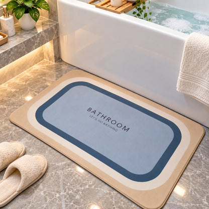 Blue & Grey Modern Bathroom Floor Mat (Random Design)