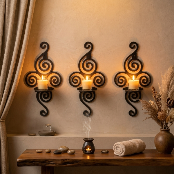 3PCs Wooden Black Vintage Wall Shelf