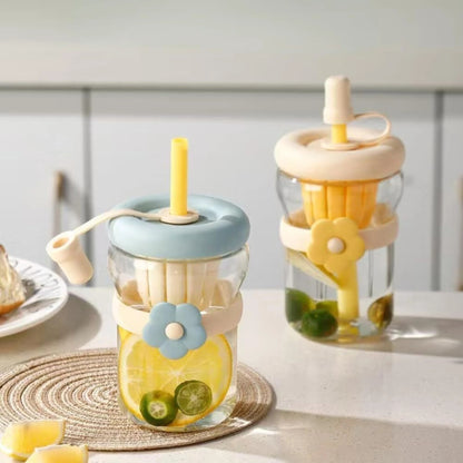 Cute Cartoon Flower Glass Cup