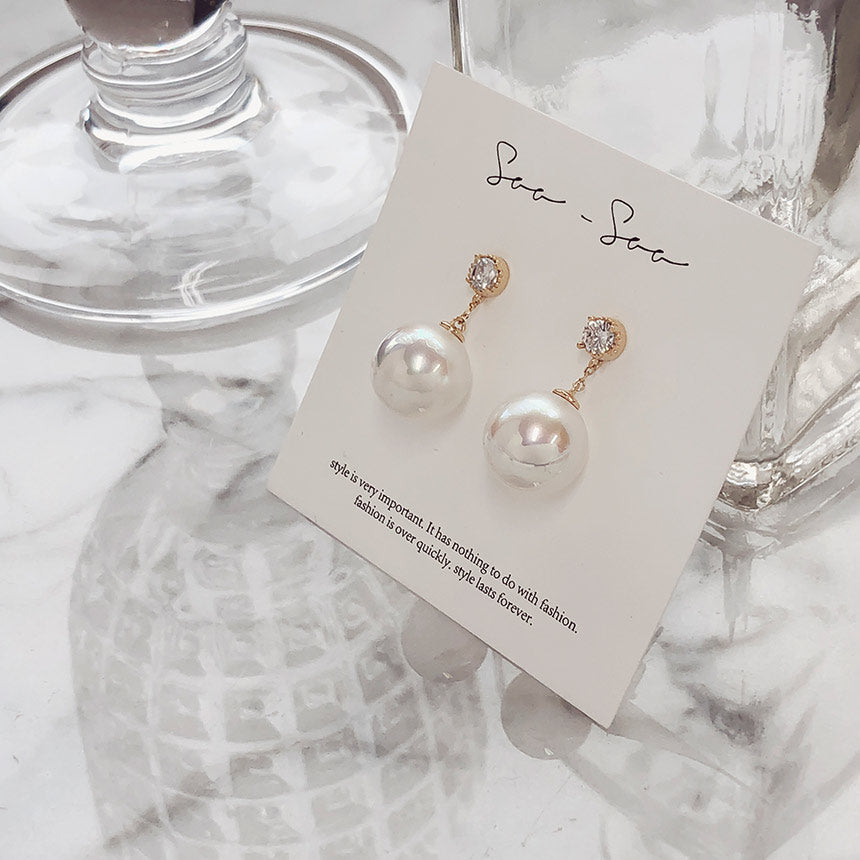 Elegant Diamond Pearl Earrings