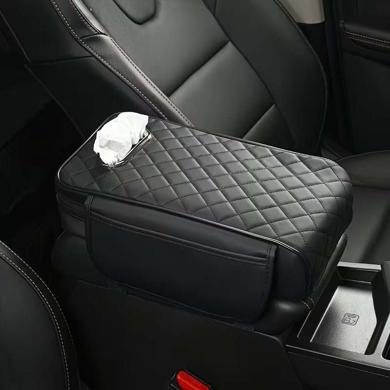 Multifunctional Car Armrest Cushion with Tissue Holder