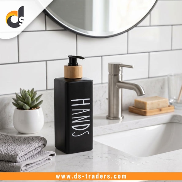 Ceramic Hand Soap Dispenser With Wooden Pump