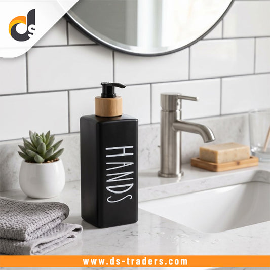 Ceramic Hand Soap Dispenser With Wooden Pump