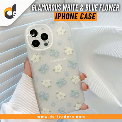 Glamorous White & Blue Flower - iPhone back cover only