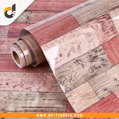 Self Adhesive Pink Floral Wood Marble Sheet