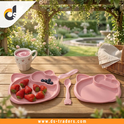 2Pcs Kitty Plate Set with Fork & Spoon