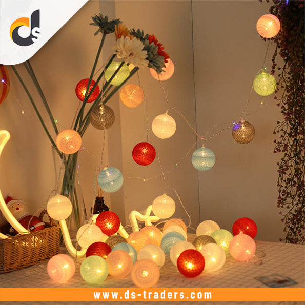 10Pcs Pastel Cotton Ball LED String Lights