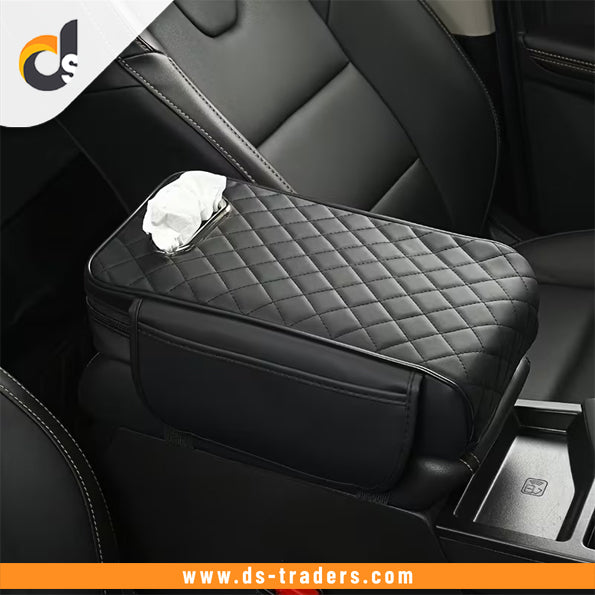 Multifunctional Car Armrest Cushion with Tissue Holder