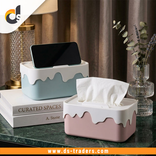 Desktop Tissue Dispenser With Phone Holder