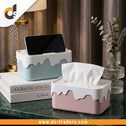 Desktop Tissue Dispenser With Phone Holder