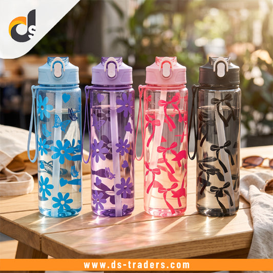 Elegant Transparent Water Bottle (Random Design)