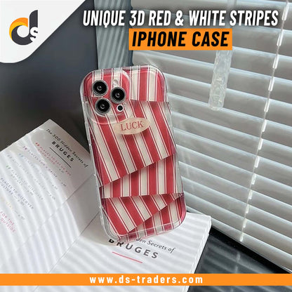 Unique 3d Red & White Stripes- iPhone Back Case Only