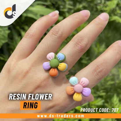 Transparent Resin Flower Ring - DS Traders