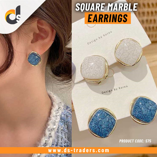 Square Marble Stud Earrings - DS Traders