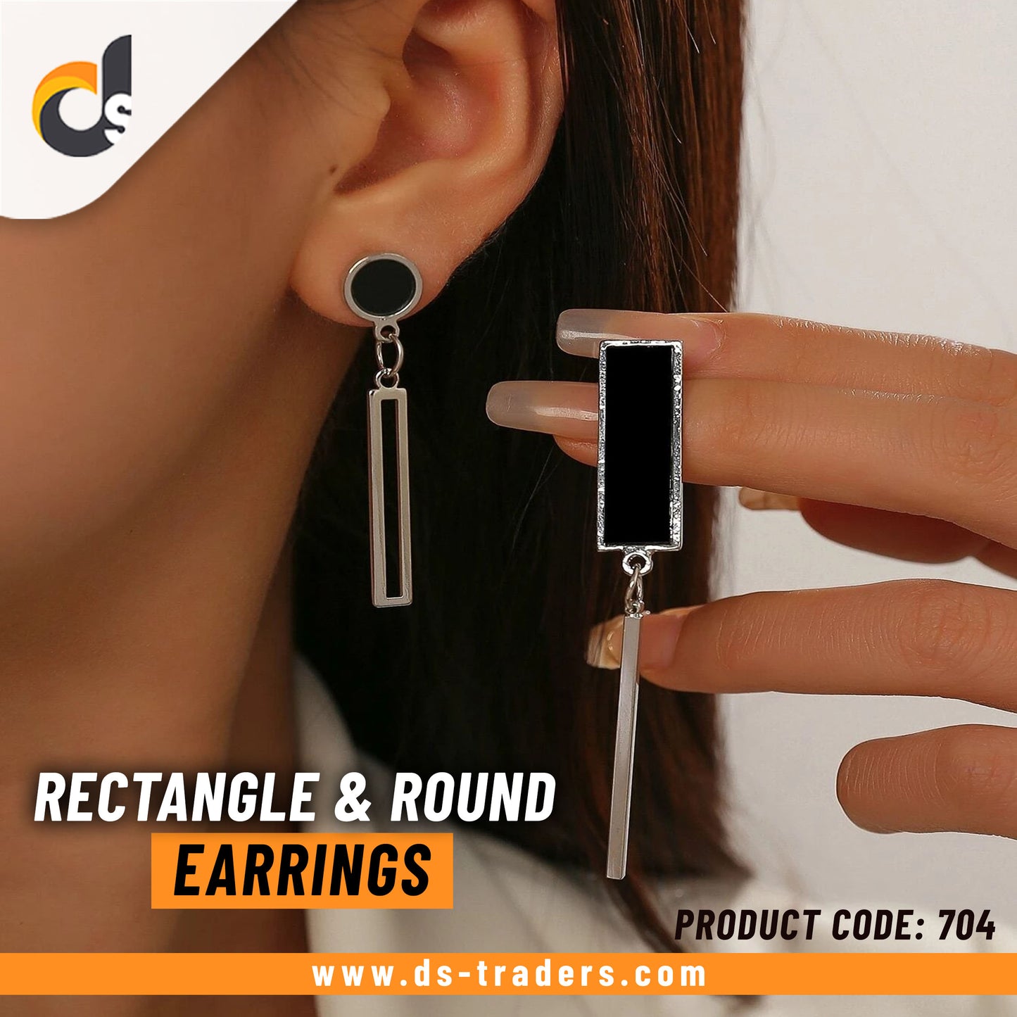 Rectangle & Round Drop Earrings - DS Traders