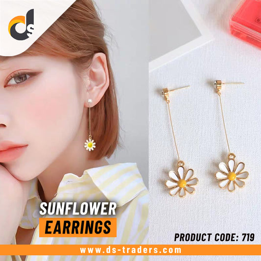 Yellow Sun Flower Stud Earrings - DS Traders