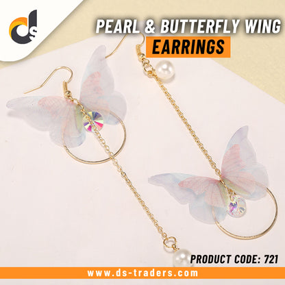 Pearl & Butterfly Wing Earrings