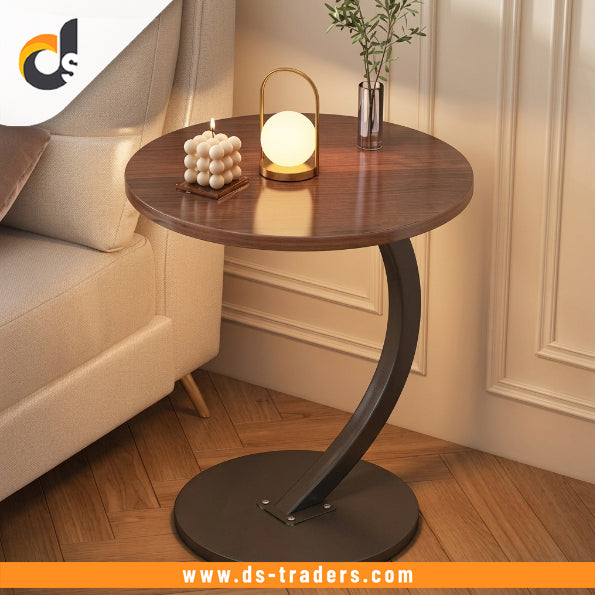 Portable Round Wooden Side Table