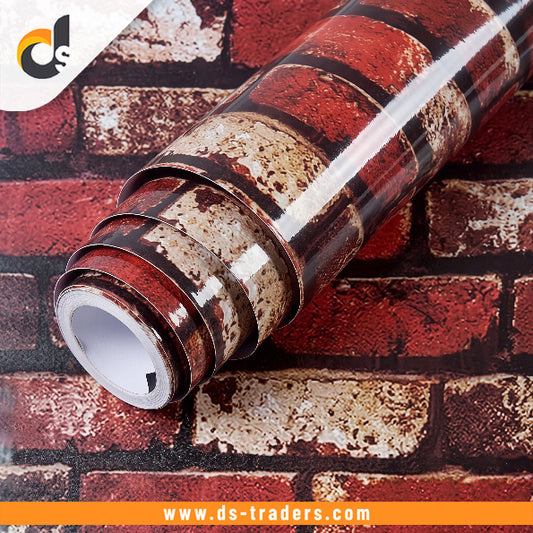 Self Adhesive Rustic Red Brick Marble Sheet