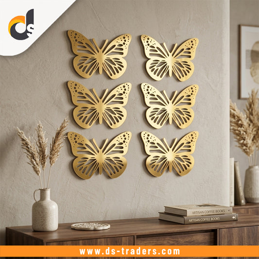 6PCs Acrylic Golden Butterfly Wall Stickers