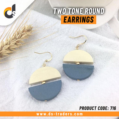 Two Tone Round Drop Earrings - DS Traders