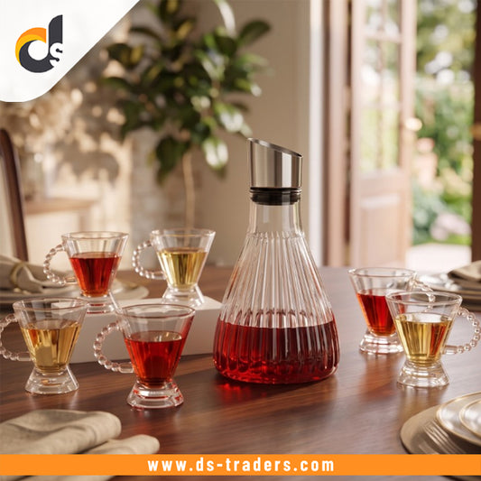 7PCs Elegant Ribbed Jug & Glass Set