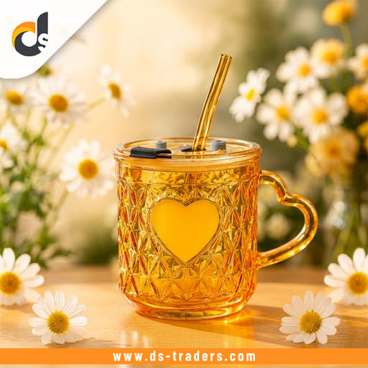 Elegant Heart Shaped Glass Coffee Mug
