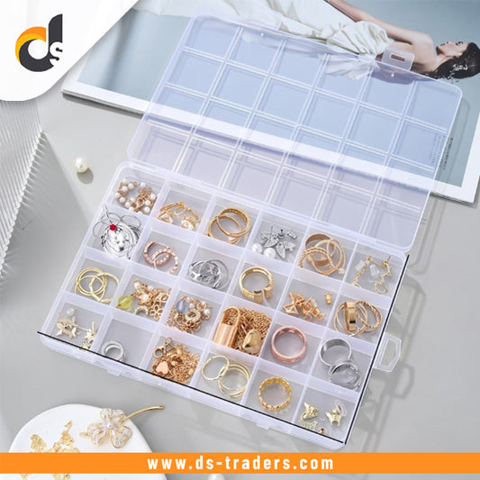 24 Grid Transparent Jewelry Storage Box
