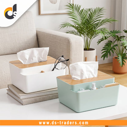 Elegant Wooden Top Tissue Storage Box