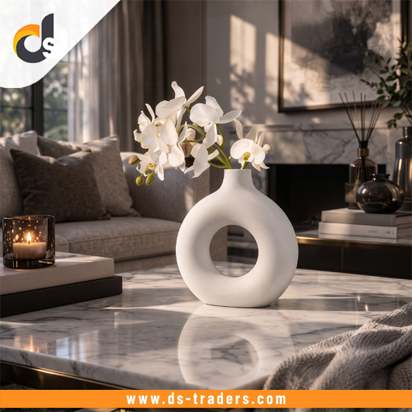 Elegant Donut Shape Ceramic Flower Vase